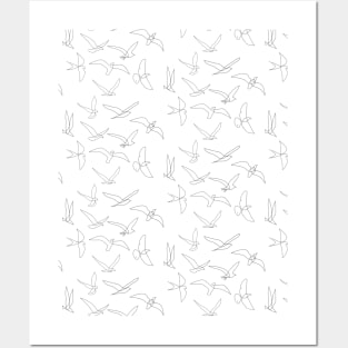 flock - linear birds pattern Posters and Art